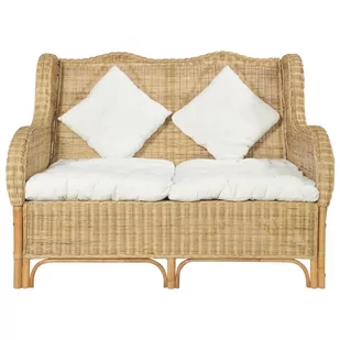vidaXL Sofa 2-osobowa naturalny rattan i len 325466 - Sofy ogrodowe - miniaturka - grafika 1