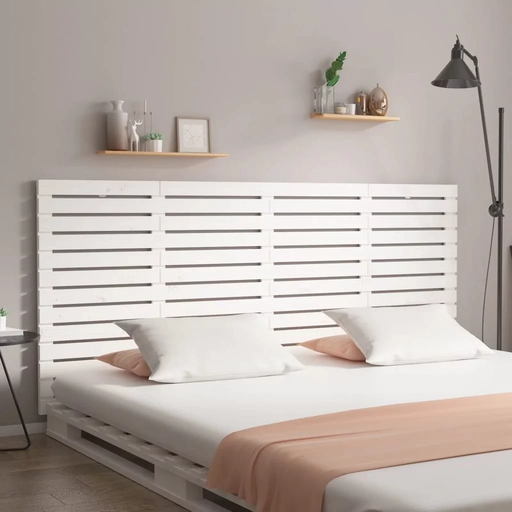 Wezgłowie łóżka, białe, 206x3x91,5 cm, lite drewno sosnowe Lumarko