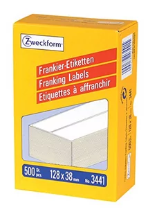 Avery Zweckform Etykiety adresowe do frankownic 500 etyk./op. 128 x 38 mm białe ZWECKFORM 3441 3441 - Etykiety samoprzylepne i bloki etykiet - miniaturka - grafika 1