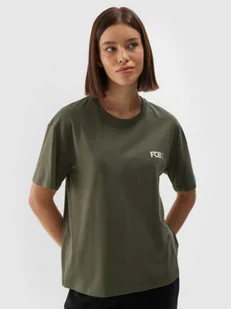 Damski t-shirt z nadrukiem 4F 4FWAW24TTSHF1648 - zielony - Koszulki sportowe damskie - miniaturka - grafika 1
