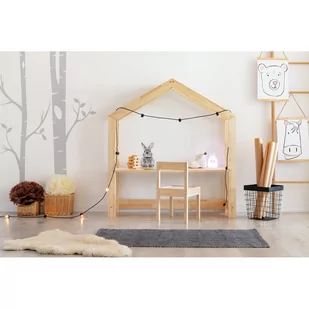 Biurko w kształcie domku z drewna sosnowego Adeko Bran, 40x111 cm - Biurka dla dzieci - miniaturka - grafika 1