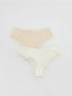 Spodenki damskie - Reserved - Majtki typu szorty 2 pack - kremowy - miniaturka - grafika 1