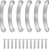 Zawiasy, okucia i inne akcesoria - Zestaw 6 srebrnych uchwytów do szuflad, z otworem o rozstawie 96 mm, odpowiednich do szafek kuchennych i drzwiczek szafek, ze śrubami. - miniaturka - grafika 1