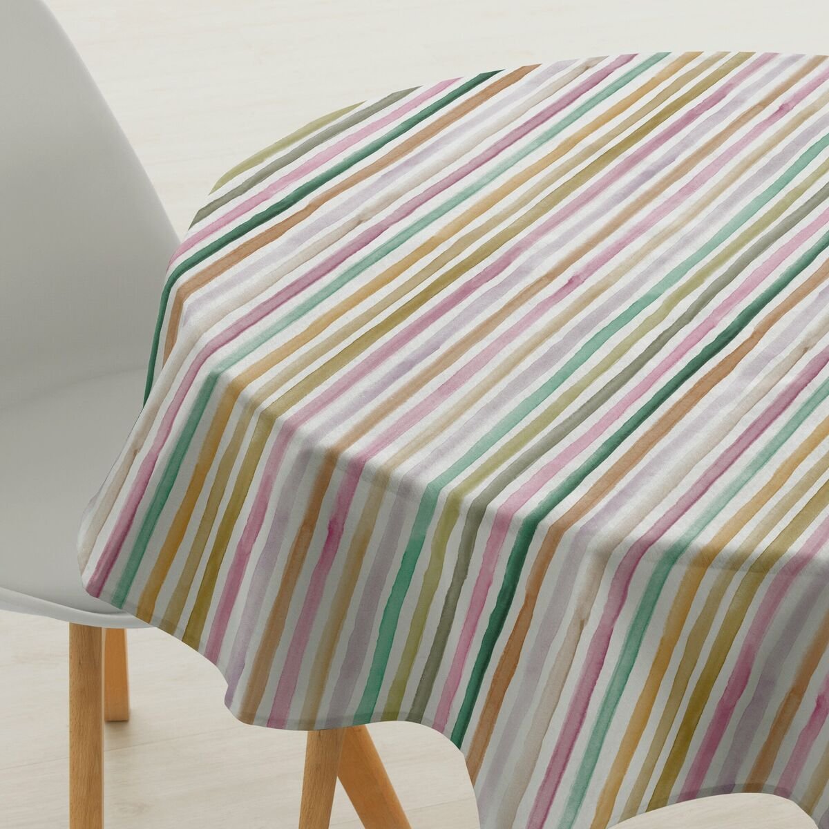 Obrus plamoodporny Belum Naiara 4-100 kolorowy 180 x 180 cm w paski
