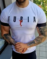 Koszulki męskie - Koszulka męska biała z czarną taśmą Furia - miniaturka - grafika 1