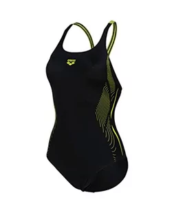 ARENA Damski strój kąpielowy Swim Pro Back Graphic jednoczęściowy, czarno-jasnozielony, 42, Czarny, miękki zielony, 42 - Stroje kąpielowe - miniaturka - grafika 1