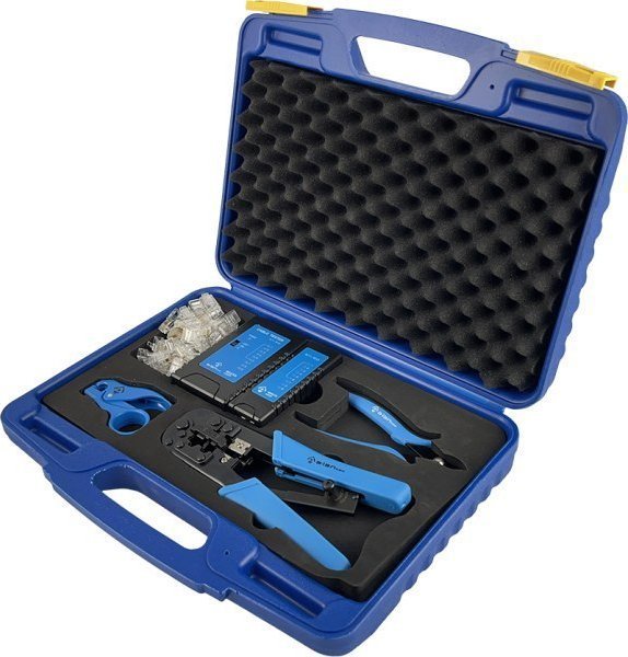 Alantec Specjalistyczny zestaw narzędzi instalatorskich w walizce tester, nóż LSA, zaciskarka, stripper, obcinaczki NI059