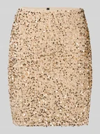 Spódnice - Spódnica mini o lekko rozkloszowanym kroju z cekinowym obszyciem model ‘BELLA’ - miniaturka - grafika 1