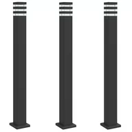 Lampy ogrodowe - vidaXL Zewnętrzne lampy stojące, z gniazdem, 3 szt., czarne, 110 cm - miniaturka - grafika 1