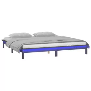 Lumarko Rama łóżka z LED, szara, 140x190 cm, lite drewno - Łóżka - miniaturka - grafika 4