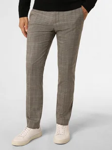 Finshley & Harding London Męskie spodnie od garnituru modułowego Mężczyźni Slim Fit brązowy|zielony w kratkę, 44 - Spodnie męskie - miniaturka - grafika 1