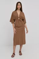 Sukienki - Nissa Nissa sukienka kolor brązowy midi rozkloszowana - miniaturka - grafika 1