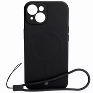 Etui i futerały do telefonów - Bizon Etui silikonowe z pierścieniem magnetycznym Case Silicone Magnetic do iPhone 15, czarne - miniaturka - grafika 1