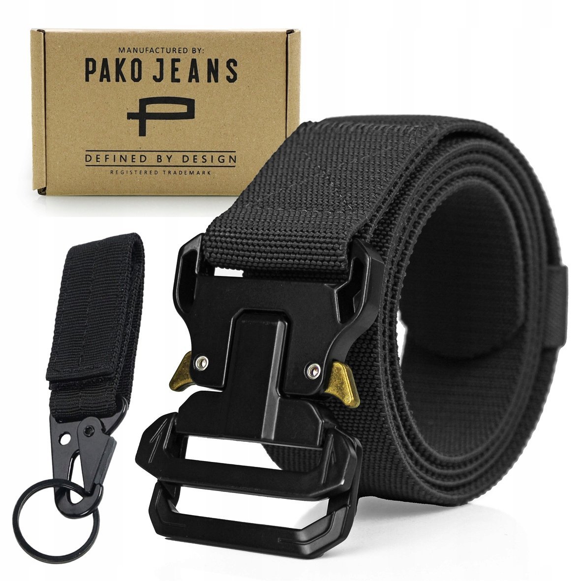 Pasek męski parciany PILOT2 czarny karabińczyk