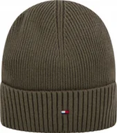Czapki damskie - CZAPKA ZIMOWA TOMMY HILFIGER TH FLAG BEANIE AM0AM12796 RBN ZIELONA - miniaturka - grafika 1