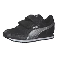 Buty dla dziewczynek - PUMA Dziewczęce sneakersy Cabana Racer Glitz V Ps, Puma Silver Puma Black Silver, 35 EU - miniaturka - grafika 1