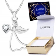 Łańcuszki - Naszyjnik srebrny łańcuszek z Aniołem Serce Cyrkonia Anioł Aniołek SREBRO - miniaturka - grafika 1