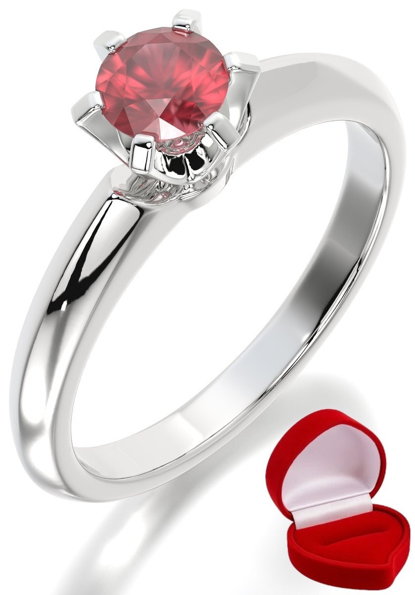 ZŁOTY PIERŚCIONEK ZARĘCZYNOWY 585 14k RUBIN 0,30 ct BIAŁE ZŁOTO R20