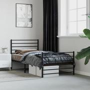 Łóżka - Metalowa rama łóżka z wezgłowiem i zanóżkiem, czarna, 100x200cm Lumarko! - miniaturka - grafika 1
