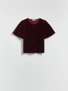 Reserved - Bluzka z bufiastymi rękawami - czerwony - Bluzki damskie - miniaturka - grafika 1