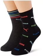 Skarpetki damskie - PUMA Skarpety dziecięce, uniseks, z logo, 2 sztuki w opakowaniu, Black/Grey Melange, 27 - miniaturka - grafika 1
