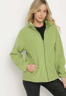 Jasnozielony Klasyczny Polar ze Ściągaczami przy Rękawach Paradi - Bluzy damskie - miniaturka - grafika 1