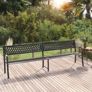 Lumarko Podwójna ławka ogrodowa, 246 cm, czarna, stalowa - Ławki ogrodowe - miniaturka - grafika 1