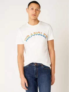 Koszulki męskie - Wrangler T-Shirt Rainbow W7F2D3989 Biały Regular Fit - grafika 1