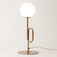 Lampy stojące - Lampka nocna kula Tes 33634 Sigma modernistyczna mleczny klosz złota - miniaturka - grafika 1