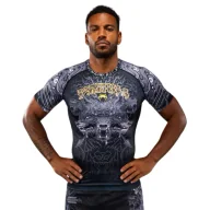 Kimona, stroje i obuwie - Venum Rashguard Krótki Rękaw Short Sleeve Wolf Atak Black/Grey - miniaturka - grafika 1