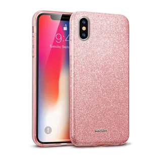 Etui na telefon komórkowy Apple iPhone XS Max, brokatowe etui ochronne TPU, różowe złoto - Etui i futerały do telefonów - miniaturka - grafika 1
