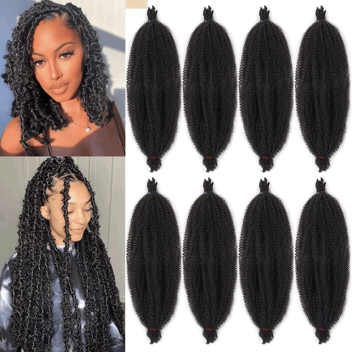 Xtrend 8 opakowań wstępnie rozdzielonych przedłużek z włosów Afro 50 cm