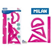 Zestaw Milan Milan, geometryczny, różowy, 4 sztuki - Linijki, ekierki - miniaturka - grafika 2