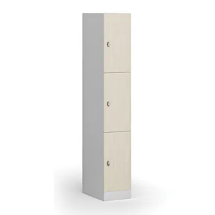 Szafka ubraniowa ze schowkami, 3 schowki, 1850 x 300 x 500 mm, zamek obrotowy, drzwi laminowane, brzoza - Szafki biurowe Szafka ubraniowa ze schowkami, 3 schowki, 1850 x 300 x 500 mm, zamek obrotowy, drzwi laminowane, brzoza - Szafki biurowe - miniaturka - grafika 1