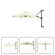 Parasole ogrodowe - The Living Store Parasol ścienny na metalowym słupku - 300 cm - piaskowy - Parasol - miniaturka - grafika 1