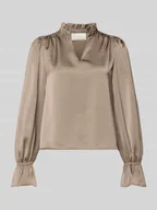 Bluzki damskie - Bluzka o kroju relaxed fit z kołnierzem z lamówką model ‘Amara’ - miniaturka - grafika 1