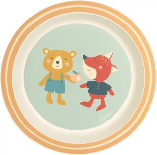 Talerz dla dzieci Niedźwiedź i Lis zielony 21cm Sigikid - Miseczki i talerzyki dla dzieci - miniaturka - grafika 1