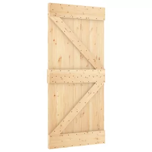 Drzwi przesuwne z osprzętem, 95x210 cm, lite drewno sosnowe 8721012082304 - Drzwi wewnętrzne - miniaturka - grafika 4
