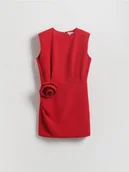 Sukienki - Reserved - Sukienka mini z ozdobną różą - czerwony - miniaturka - grafika 1