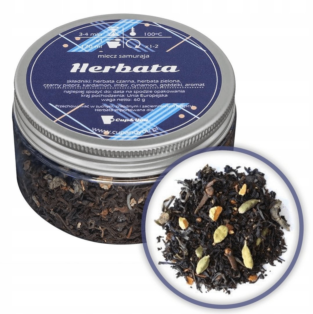 Cup&You Herbata czarna sypana liściasta MIECZ SAMURAJA 60g - prezent upominek na Dzień Ojca urodziny dla taty teścia faceta mężczyzny kolegi niego
