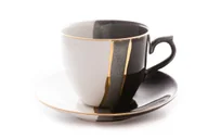 Filiżanki - FILIŻANKA SPODEK TRIO MIEROSZÓW TYTAN BIAŁO CZARNA - miniaturka - grafika 1