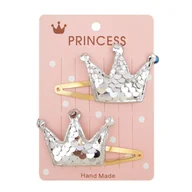 Ozdoby do włosów - Spinki do Włosów Srebrne Zestaw 2 Szt Korona Błyszczące dla Dzieci Wygodne - miniaturka - grafika 1