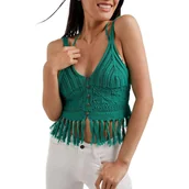 Bluzki damskie - Bluzka damska Desigual Crochet crop top-M - miniaturka - grafika 1