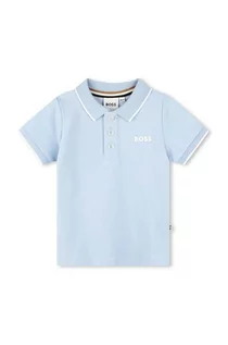 Koszulki dla chłopców - BOSS polo bawełniane niemowlęce kolor niebieski gładki - Boss - grafika 1