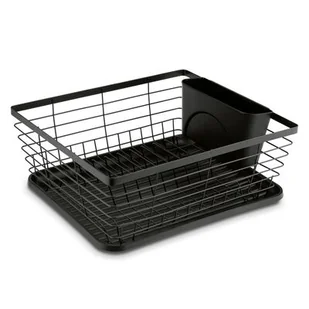 Suszarka z ociekaczem plastikowa 36 x 30,3 x 15 cm czarna - Suszarki do naczyń - miniaturka - grafika 1
