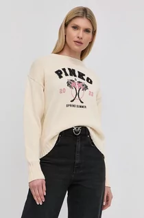 Swetry damskie - Pinko sweter bawełniany damski kolor beżowy - grafika 1