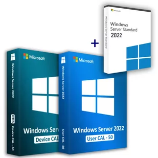 Microsoft Windows Server 2022 Standard (2 użytkownicy) + 2022 RDS User CAL (50 użytkowników) + 2022 RDS Device CAL (50 urządzeń) Business 22 - Oprogramowanie serwerowe - miniaturka - grafika 1