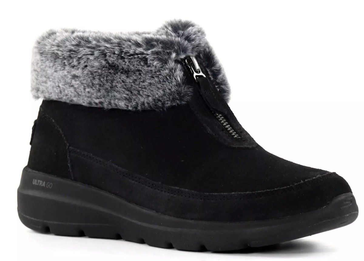 SKECHERS ŚNIEGOWCE OCIEPLANE CZARNE NA ZAMEK ZE SKÓRĄ 38 JJA