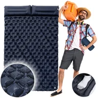 Materace turystyczne - Materac dwuosobowy z pompką granatowy - miniaturka - grafika 1