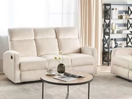 Sofy i kanapy - Sofa 3-osobowa welurowa z elektryczną funkcją relaksu biała VERDAL - miniaturka - grafika 1